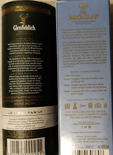 12-летние скотчи разных стилей: Glenfiddich, Loch Lomond, Macallan ...