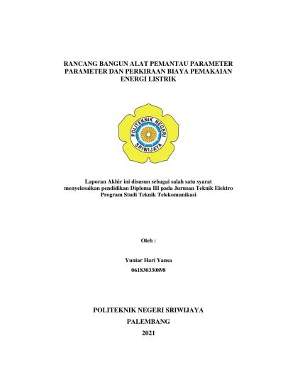 RANCANG BANGUN ALAT PEMANTAU PARAMETER PARAMETER DAN PERKIRAAN BIAYA