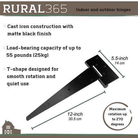 Rural365 Triangle Door Hinge 4Pk Heavy Duty 12in Farmhouse Style Door