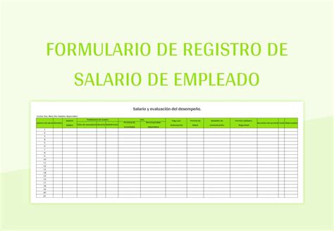 Plantilla De Excel Formulario De Registro De Salario De Empleado Y Hoja