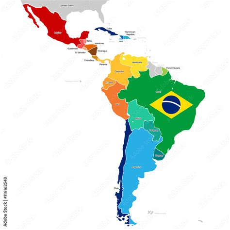 Latin America Map With Flags - Almeta Mallissa