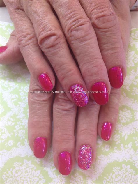 Eye Candy Nails And Training Cuccio Pink With Bubblegum Glitter Over