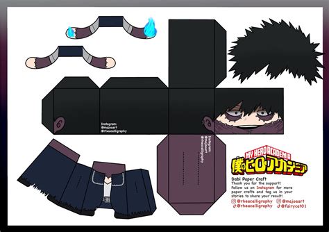 Dabi My Hero Academia Paper Craft Paper Doll Template Anime Crafts