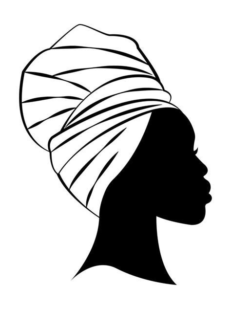 Beautiful African Woman Silhouette In Traditional Turban Black Woman