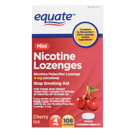 Equate Mini Nicotine Polacrilex Lozenge 4 Mg Nicotine Cherry Ice