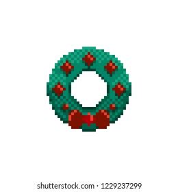 Pixel Art Wreath Vector Icon Sign Stock Vector Royalty Free