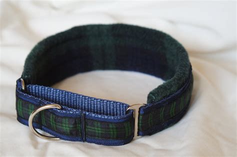 Fleece Lined Martingale Dog Collar Blackwatch Tartan