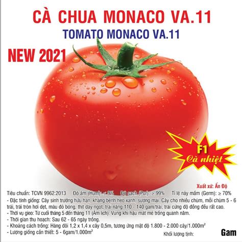 [CHÚ Ý THỜI VỤ] Hạt giống Cà chua Monaco F1 Chịu Nhiệt (VA.11) 5gram ...