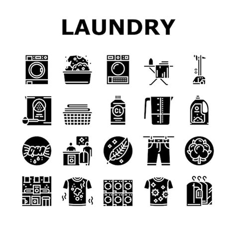 Premium Vector Laundry Service Washing Clothes Icons Set Vector