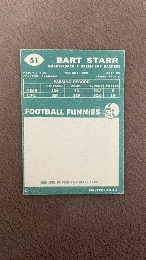 Topps Bart Starr Packers Very Nice Card Ebay