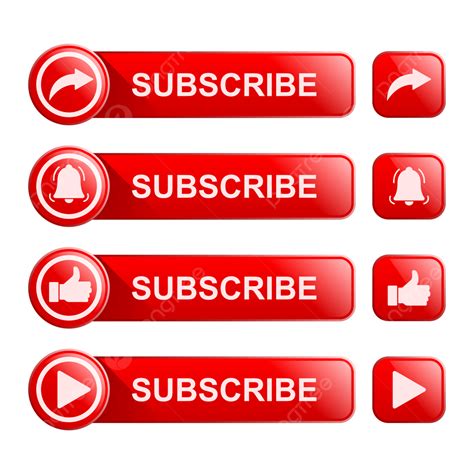 Youtube Subscribe Button Vector PNG Images Set Youtube Subscribe