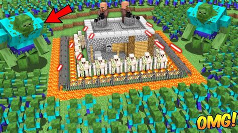 1000 Zombies Vs Best Defense Base In Minecraft Mutant Zombies Vs Best Defence Base Minecraft