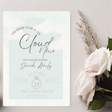 On Cloud Bridal Shower Invitation The Bride To Be Is On Cloud Nine