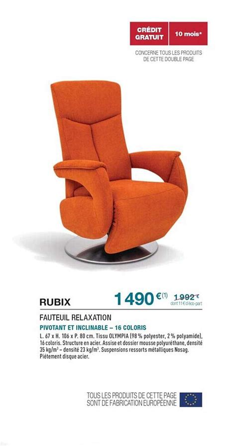 Promo Fauteuil Relaxation Rubix Chez Cuir Center ICatalogue Fr