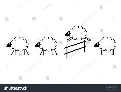 Clip Art Sheep Jumping On White Stock Vector (Royalty Free) 377512615