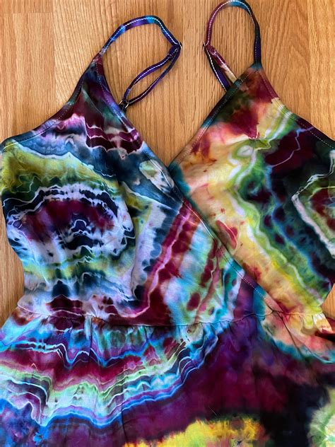 Womens Tie Dye Dress With Pockets Size Small Hand Dyed Etsy