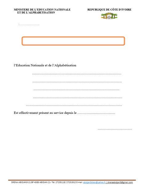 Attestation De Presence Pdf