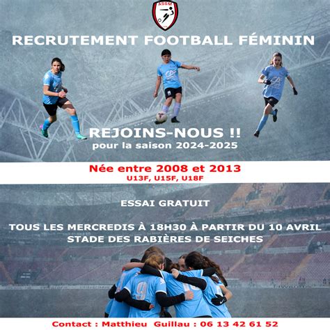 Actualit L Assm Recherche Des F Minines Pour La Club Football