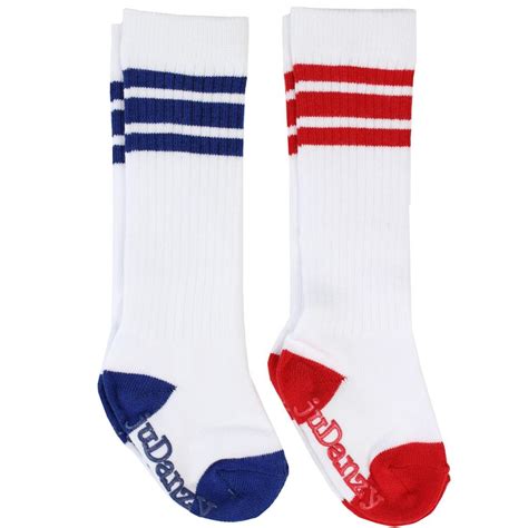 White With Blue And Red Stripes Tube Socks