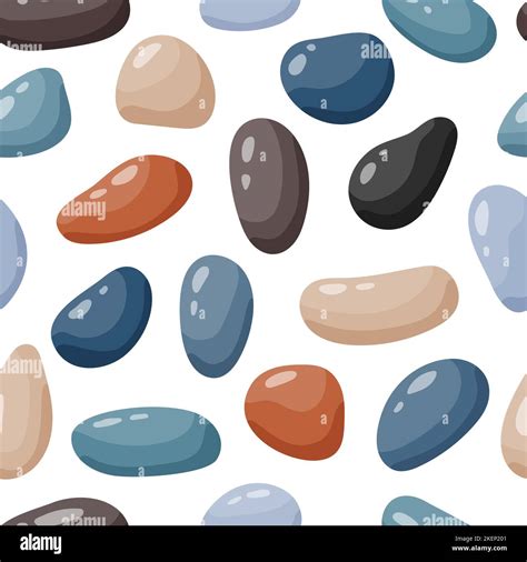 Pebble Seamless Pattern Smooth Stones Background Cartoon Cobblestone