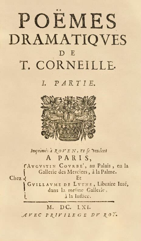 Corneille Pierre Le Th Tre De P Corneille Revue Corrig Par La