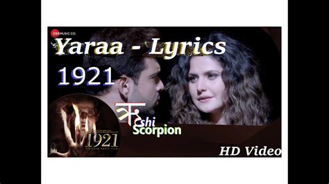 Yaara Lyrics 1921 Full Song Arnab Dutta Zee Music Company Rushi