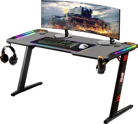 For The Win Game Bureau X X Cm Gaming Desk Met Led