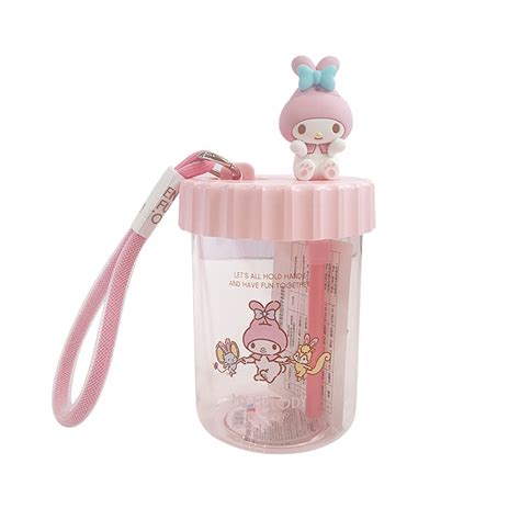 Sanrio Characters Plastic Bottle With Straw And Strap Ml Miniso