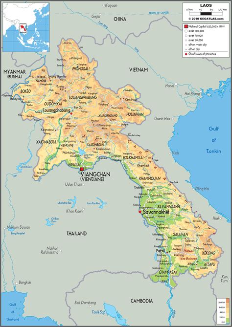 Laos Physical Wall Map By Graphiogre Mapsales