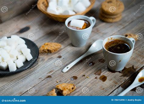 Two Cups Of Hot Coffee Stock Photo Image Of Ristretto 78615498