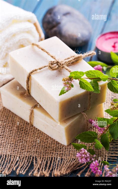 Handmade Soap Bars Homemade Soap With Lavender Flowers Stock Photo Alamy