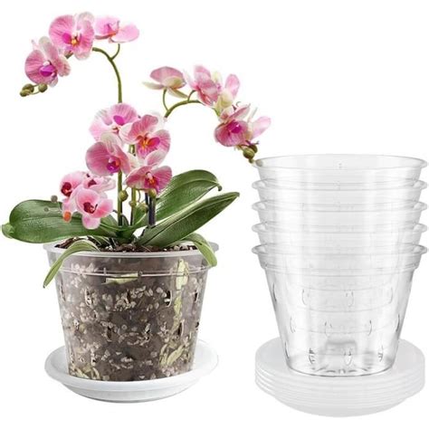 Ensemble De Pots D Orchid Es En Plastique Transparent De Cm Avec