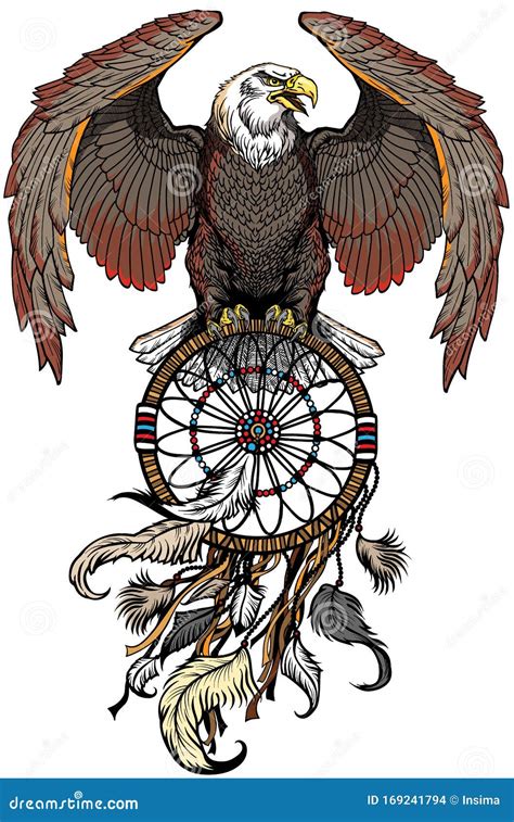 Eagle With Dream Catcher Stock Vector Illustration Of Symbolic