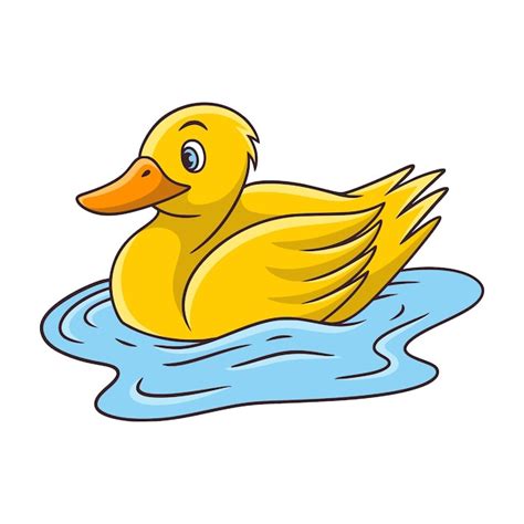 Premium Vector Cartoon Illustration Swimming Duck