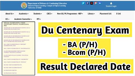 Du Centenary Exam Result Declared Date Ran Goal Du Sol Dusol