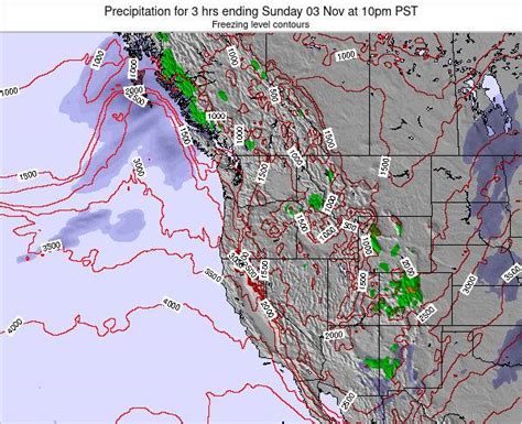 Oregon Precipitation for 3 hrs ending Wednesday 27 Nov at 10pm PST