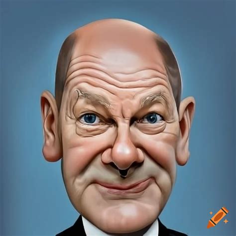 Caricature Of Chancellor Olaf Scholz With An Elongated Neck On Craiyon