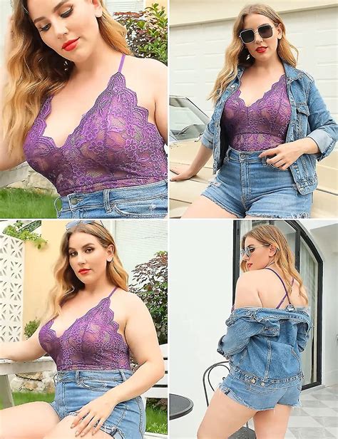 Women One Piece Lingerie Deep V Teddy Sexy Lace Bodysuit Fruugo Au