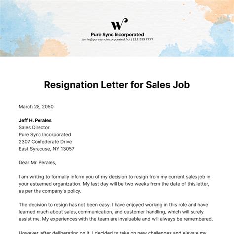 Basic Resignation Letter Sles Infoupdate Org