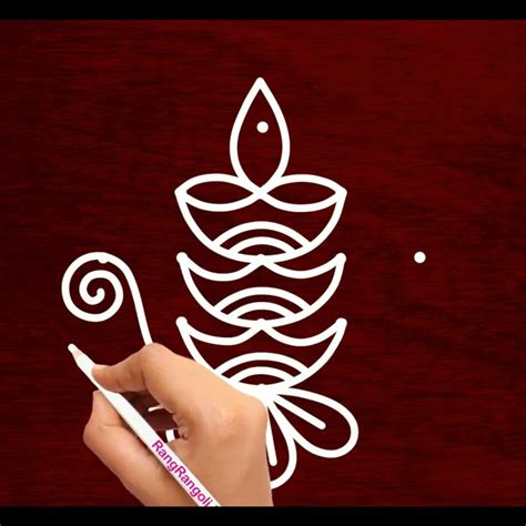 Diwali Special Deepam Rangoli Design With X Dot Beautiful Rangoli