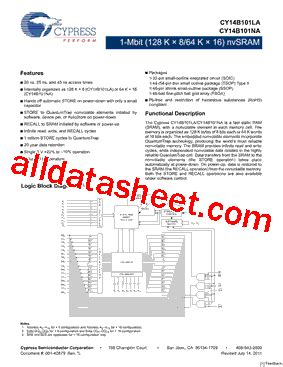 CY14B101LA Datasheet PDF Cypress Semiconductor