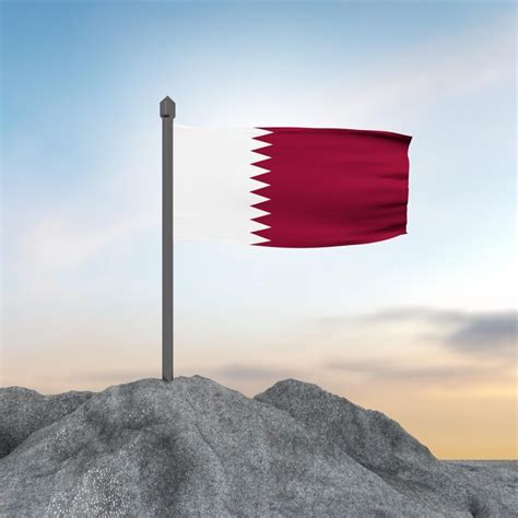 Premium Photo 3d Wave Flag Qatar With Mountain Rendering