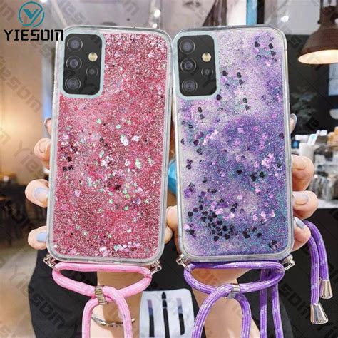 Liquid Quicksand Bling Glitter Lanyard Case Samsung Galaxy A13 A33 A53 A73 5g A32 A52 A52s A72