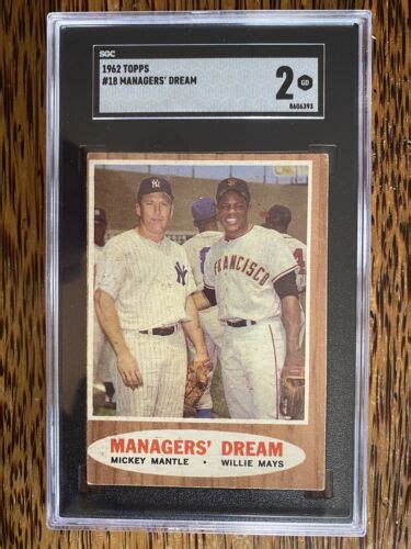 1962 Topps Mickey Mantle Willie Mays 18 Managers Dream NY YANKEES