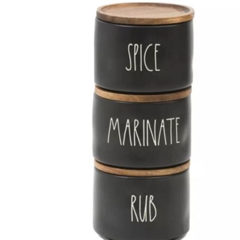 Rae Dunn Kitchen Rae Dunn Set Of 3 Stacking Spice Jars Black Spice