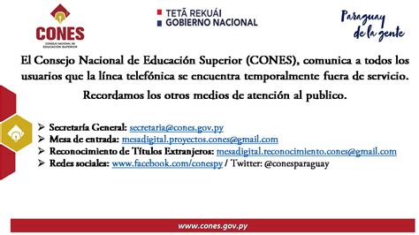 Información sobre medios de atención del CONES Consejo Nacional de