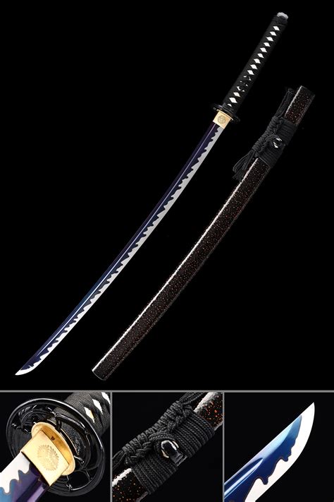 Katana De Hoja Azul Espada Samur I Japonesa Hecha A Mano Acero De