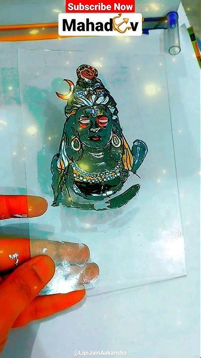 Mahadev 🔱 Glass Painting 🖼 Drawing Art Mahadev Shorts Glasspainting