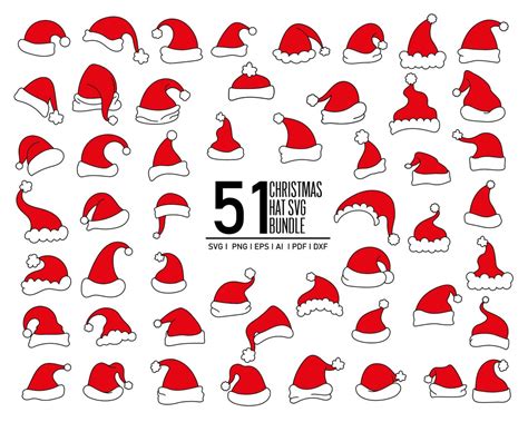 Christmas Hat Svg Bundle, Santa Hat SVG Bundle, Santa Hat Svg ...