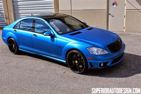 Mercedes W221 S63 Amg Blue Matte With Vossen Wheels Benztuning